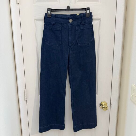 Maeve by Anthropologie Colette Wide Leg Jeans Size 25 Dark Wash Pockets - Picture 2 of 6